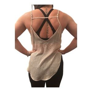 ASTR Gold Shimmering Cream Strappy Camisole